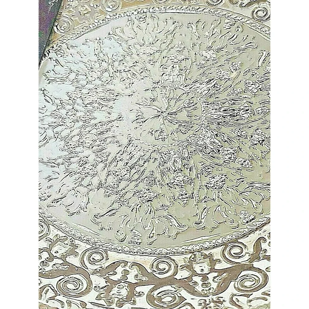 Silverina Istanbul Pink Glass Platter Genuine 99% Silver Turkish Handmade 13